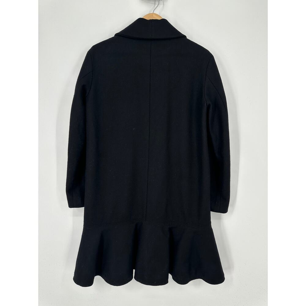 Allsaints Grace Coat Wool Ruffle Hem Long Overcoat Jacket, Black - Picture 8 of 16